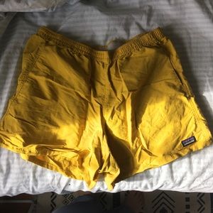 Women’s yellow baggie Patagonia shorts